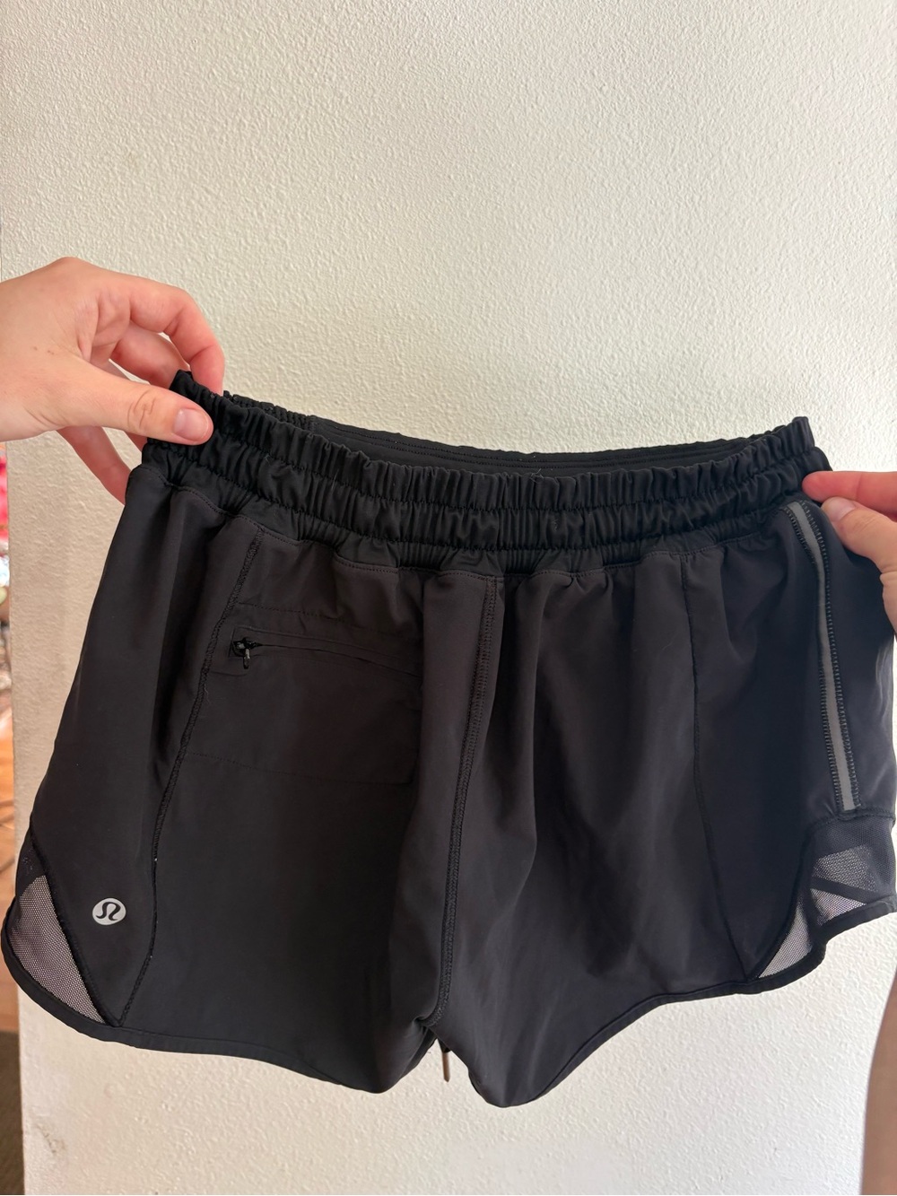 lululemon athletica Black Athletic Running Shorts with Mesh ends